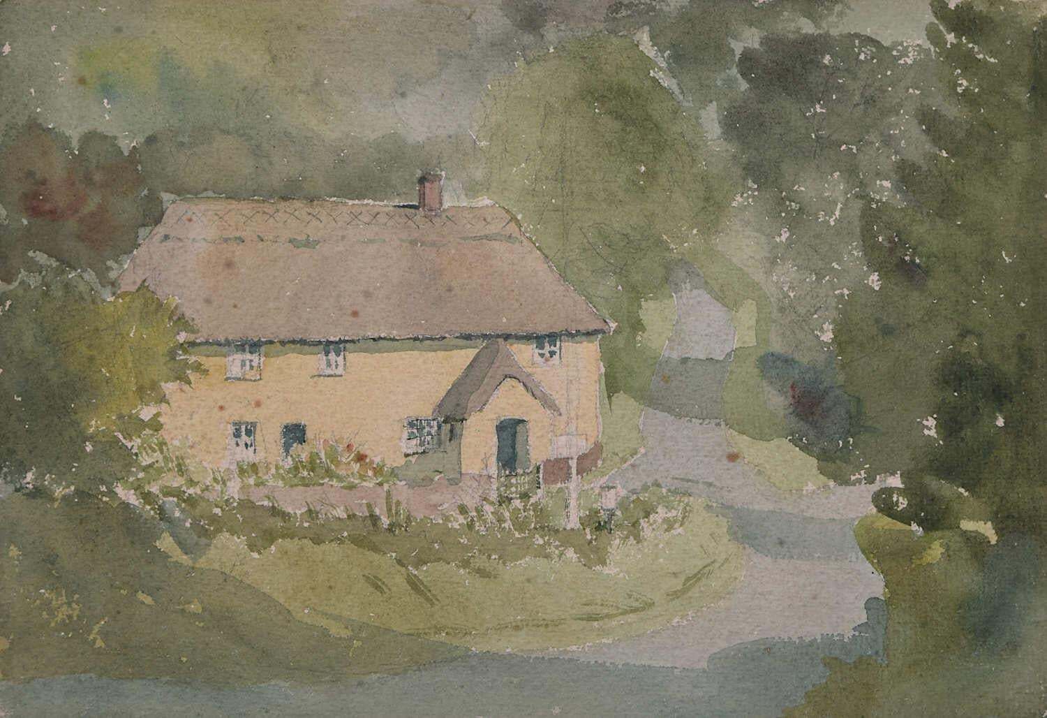 Cottage View, Watercolour By George Bissill