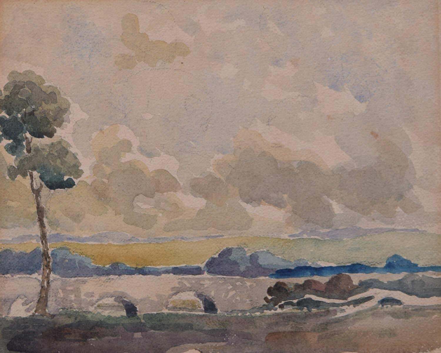 View Over The Bridge, Watercolour By George Bissill