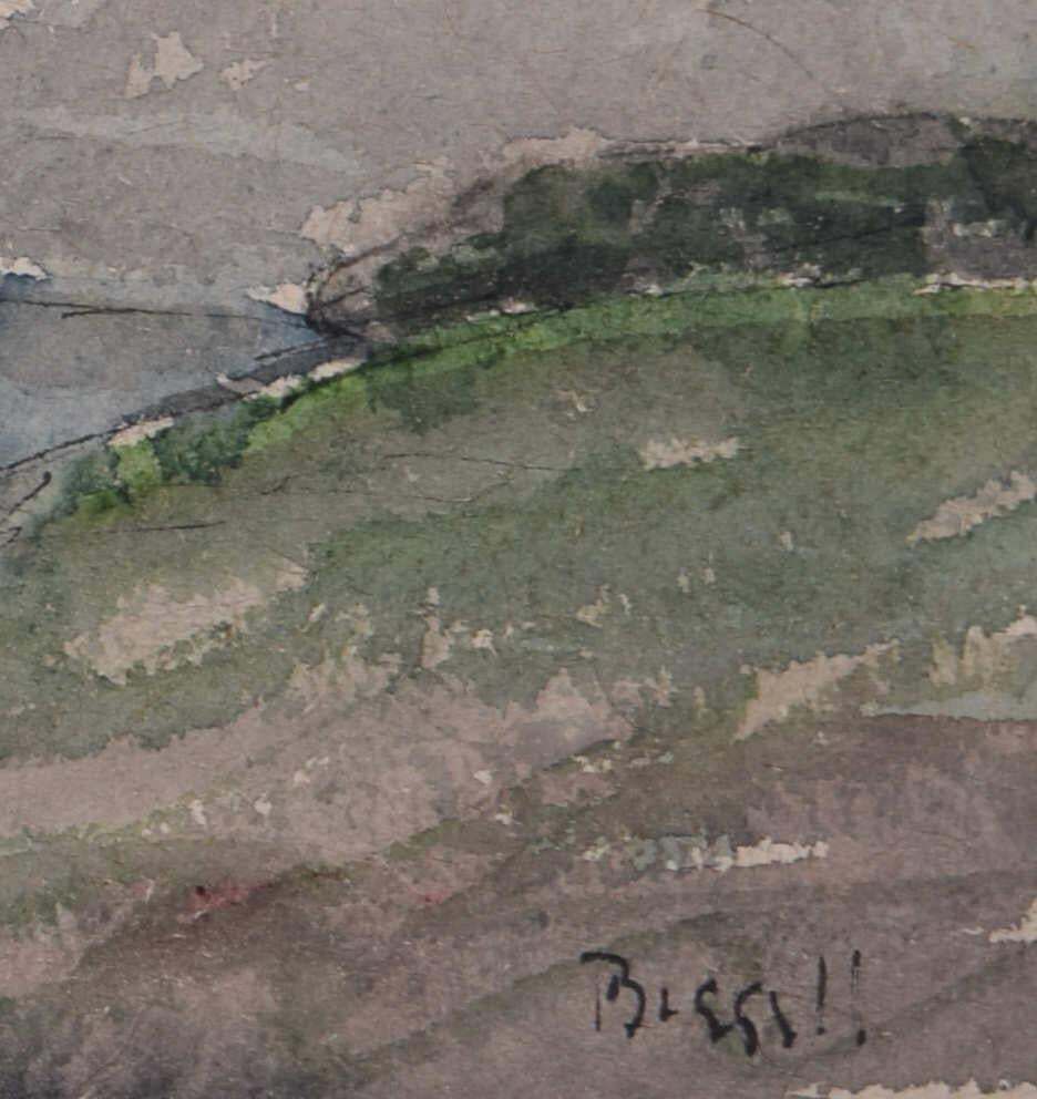 Rolling Hills In The Countryside, Landscape Watercolour By George Bissill photo Art