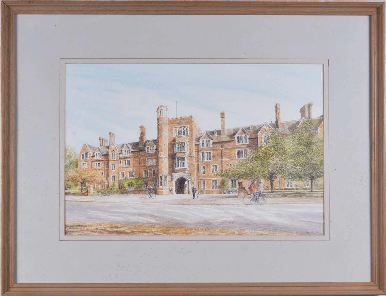 Selwyn College, Cambridge, Lithograph By Jane Carpanini C.2000 photo furniture