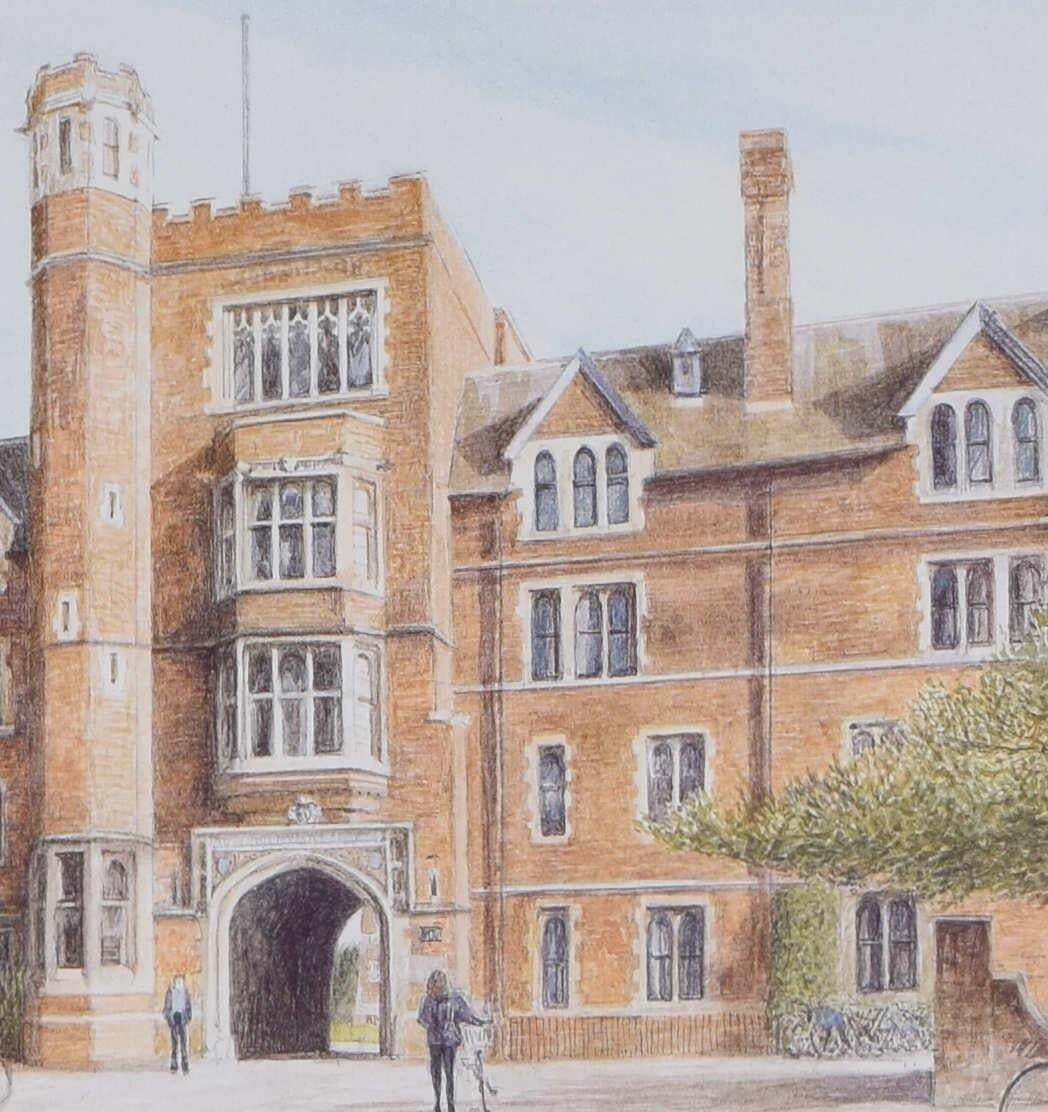Selwyn College, Cambridge, Lithograph By Jane Carpanini C.2000 photo for sale