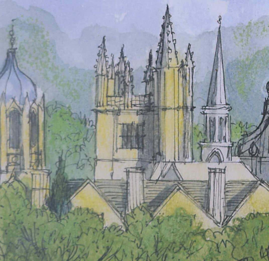 Oxford Spires, Lithograph By Brenda Cripps 2013 photo furniture