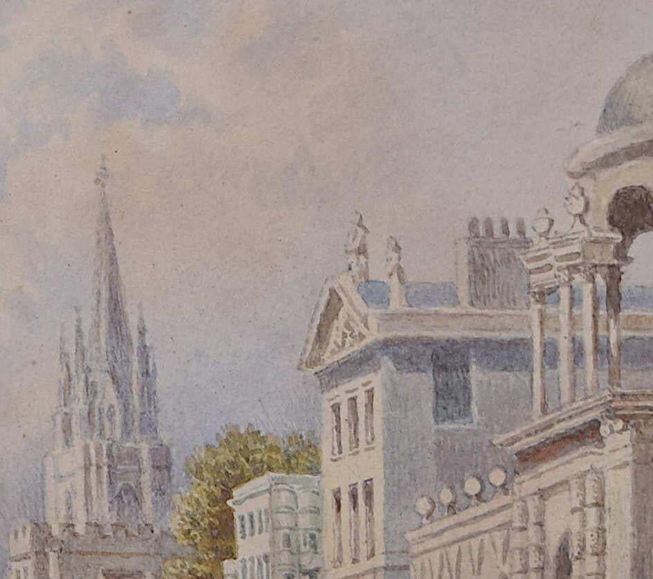 Queen's College And The High, 18th Century Oxford Watercolour Painting photo Art