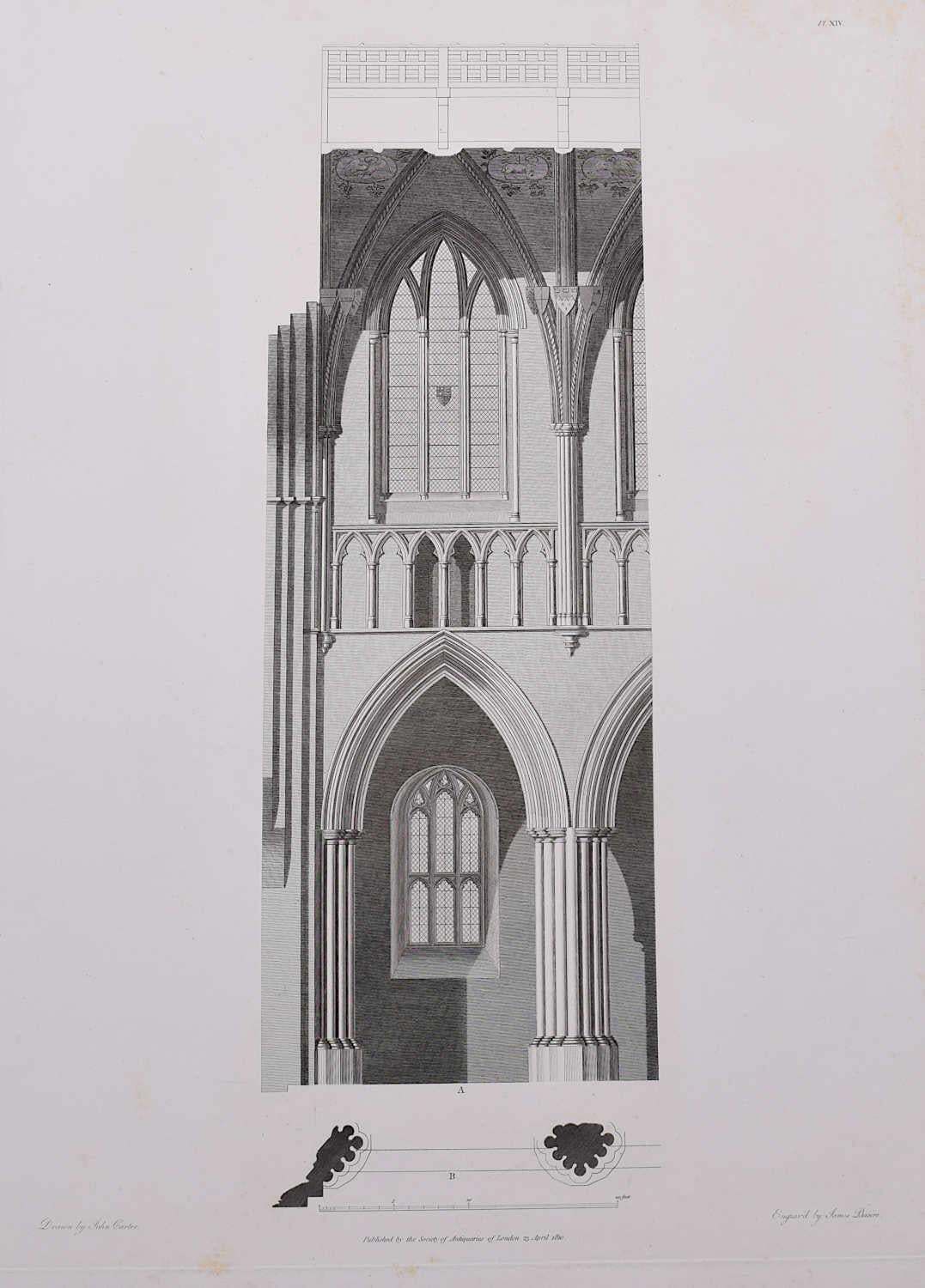 Architectural Details Of St Albans Cathedral, Engraving By James Basire 1810
