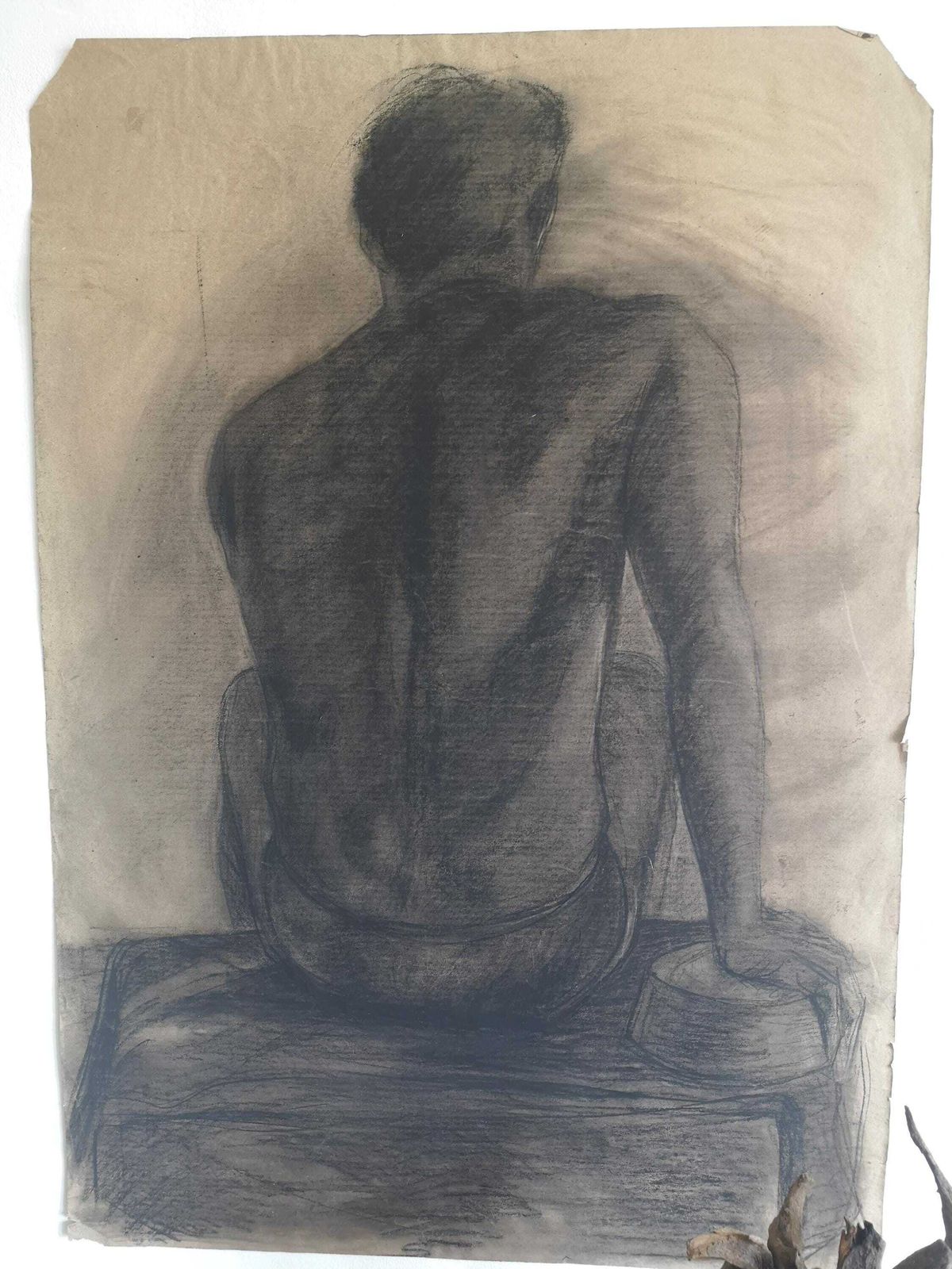 Timea's 1970 Hungarian Sketch: Bold Shading, Vintage Charm, Unique Character. Ideal For Framing Or As A Statement Piece. Artist Drawing photo furniture