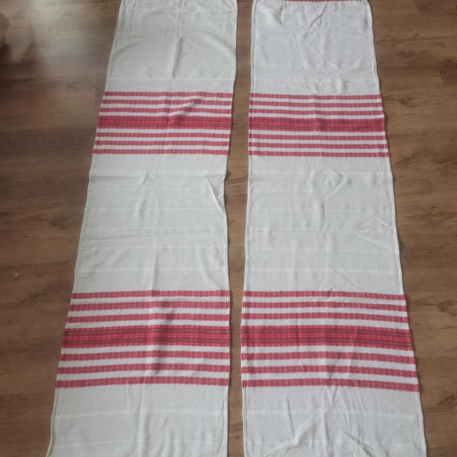 Huge Linen Folk Art Hand Made Wall Covers With Traditional Sárköz Weaving Motifs. Antique Natural Organic Cloth, Material, Kitchen Farmhous photo Textiles