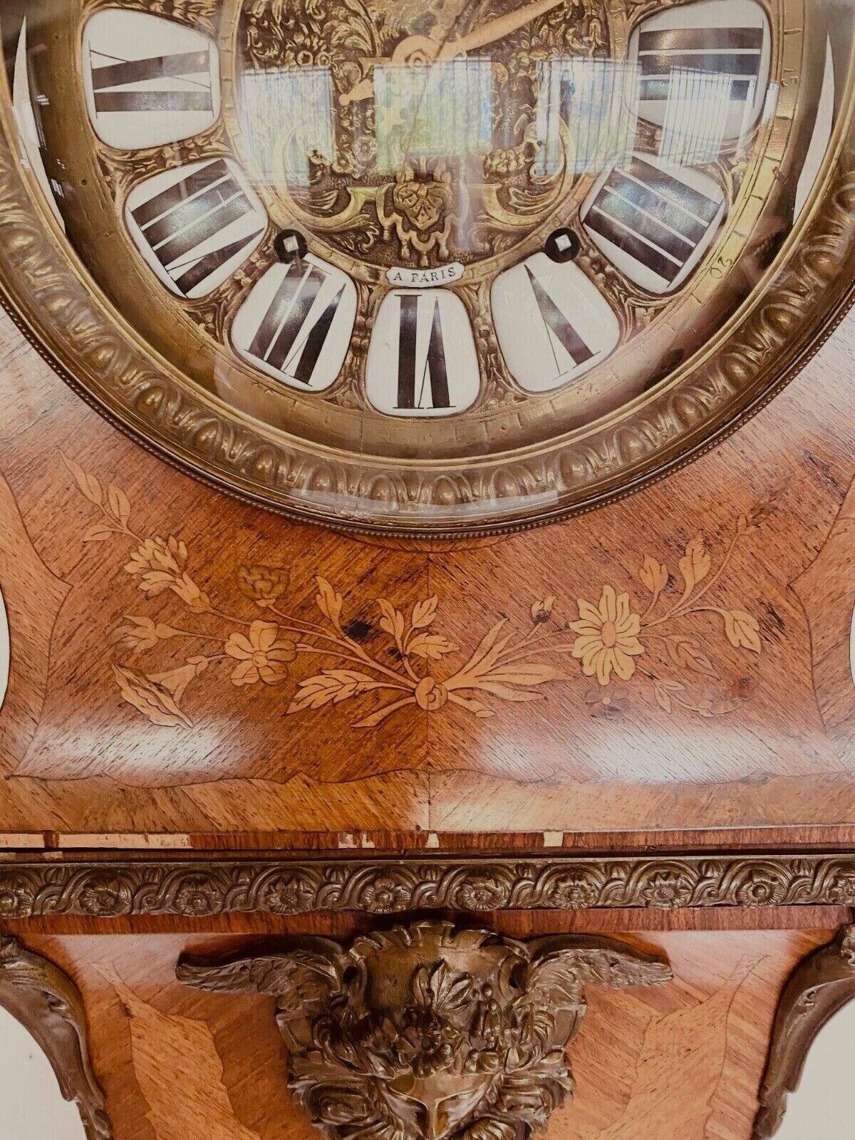 photo buy Louis XV Style Regulator In Marquetry Beach Wood 20th Century