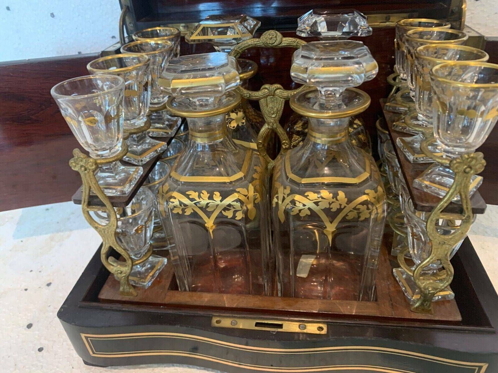 Complete Liquor Cellar In Boulle Marquetry Napoleon III 19th Century Box photo vintage