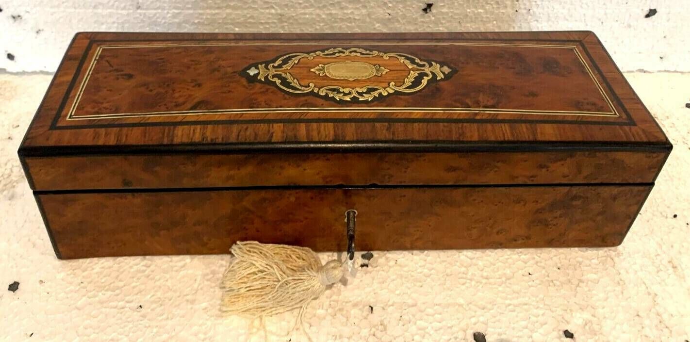 Glove Box In Thuja Burl Napoleon III Boulle Marquetry 19th Century photo for sale