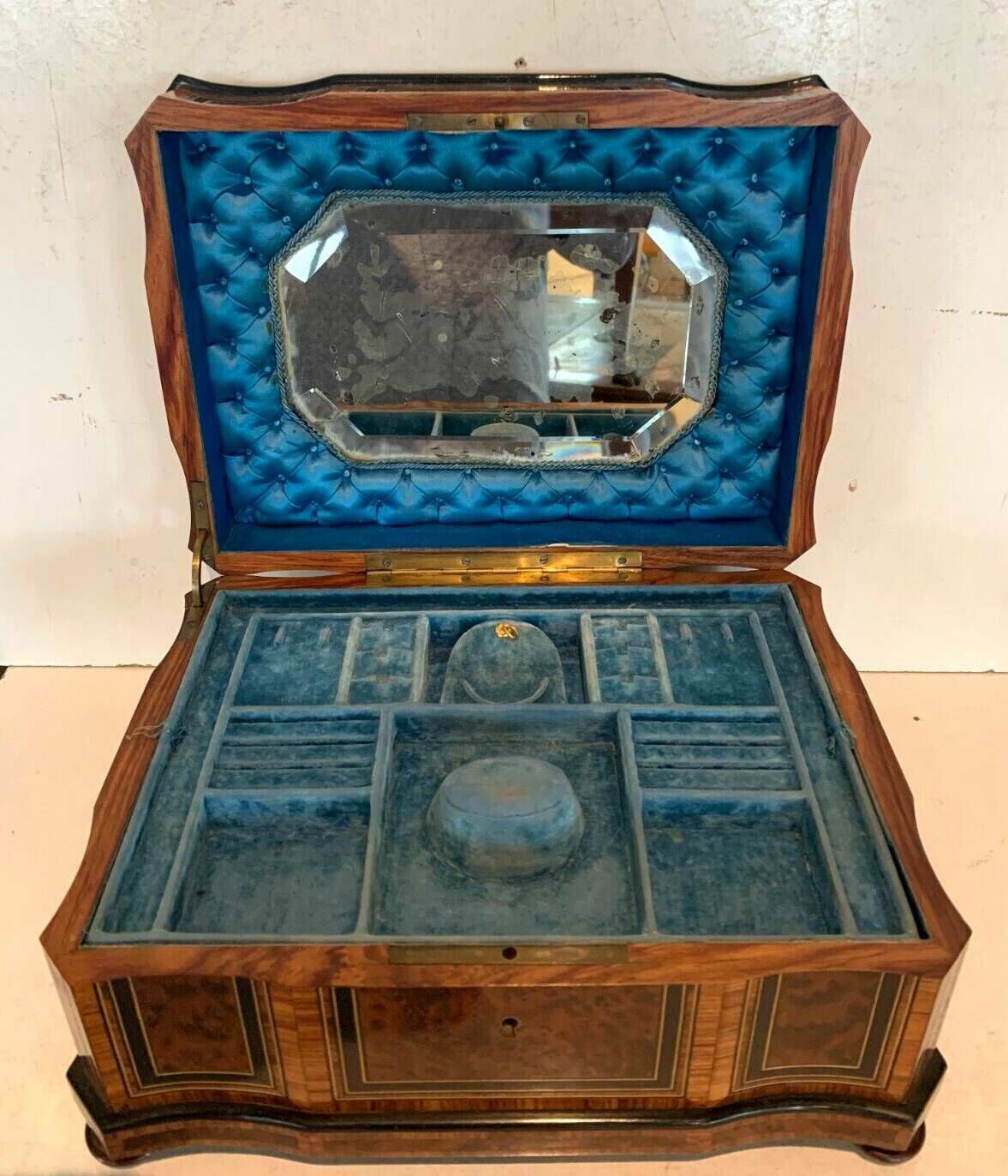 Jewelry Box In Cedar Burl Boulle Marquetry Box Napoleon III Period photo 713.25