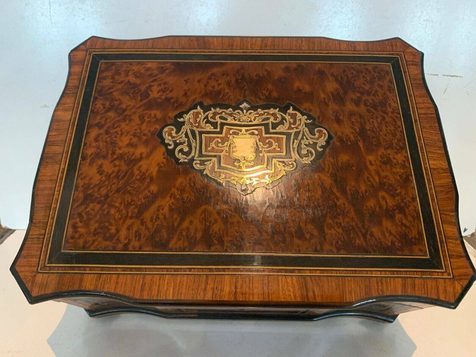 photo for sale Jewelry Box In Cedar Burl Boulle Marquetry Box Napoleon III Period