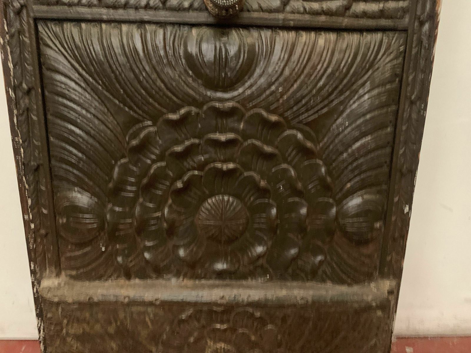 photo for sale Sculpted Passage Door Decorated With 20th Century Oak Rosettes