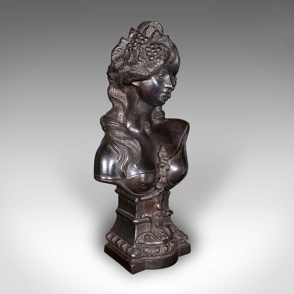 Heavy Vintage Bohemian Female Bust Continental Bronze  After Art Nouveau 1930