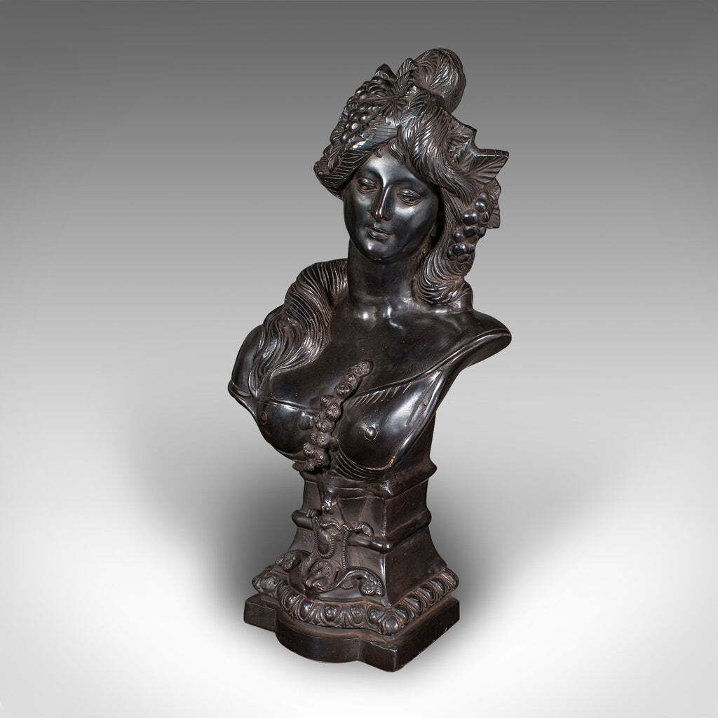 Heavy Vintage Bohemian Female Bust Continental Bronze  After Art Nouveau 1930 photo for sale