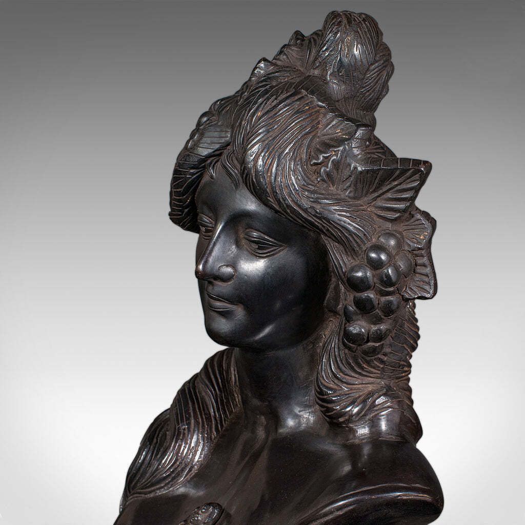 photo for sale Heavy Vintage Bohemian Female Bust Continental Bronze  After Art Nouveau 1930