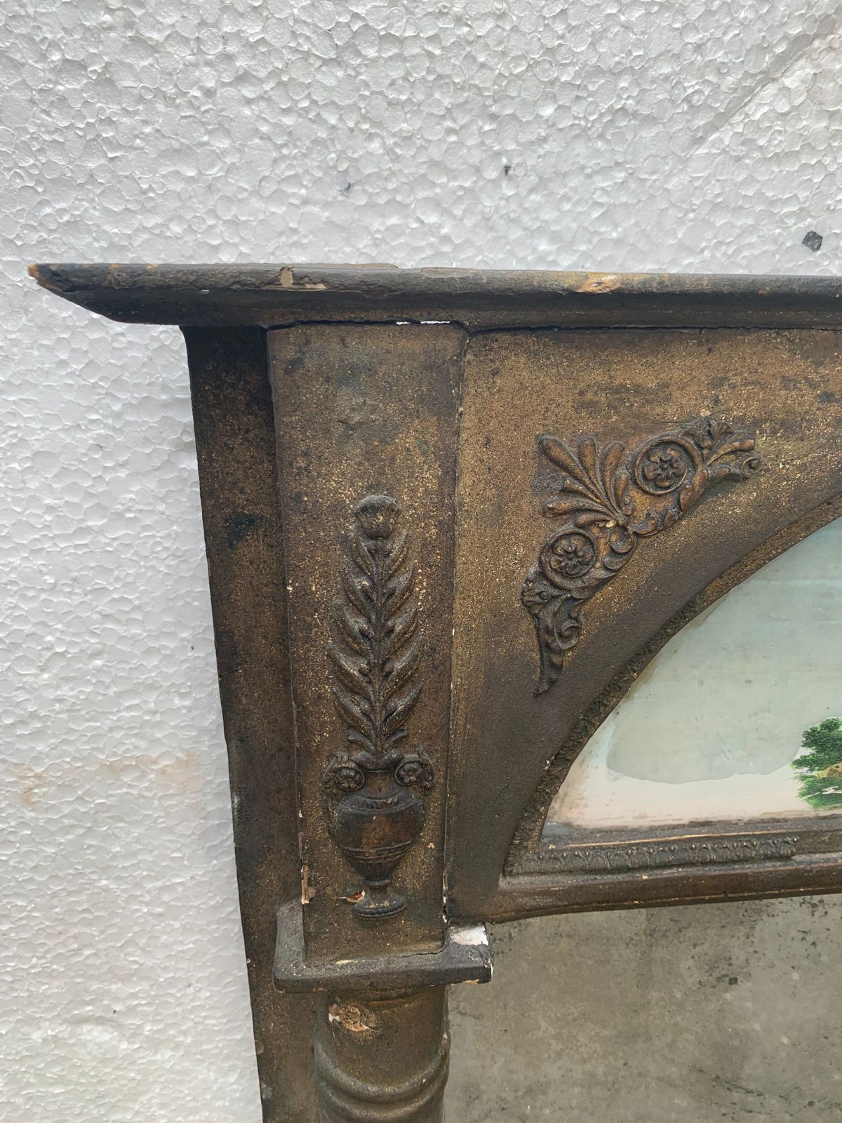 Wooden Trumeau And Gilded Stucco Hanging On Glass XIX Century photo 575.84