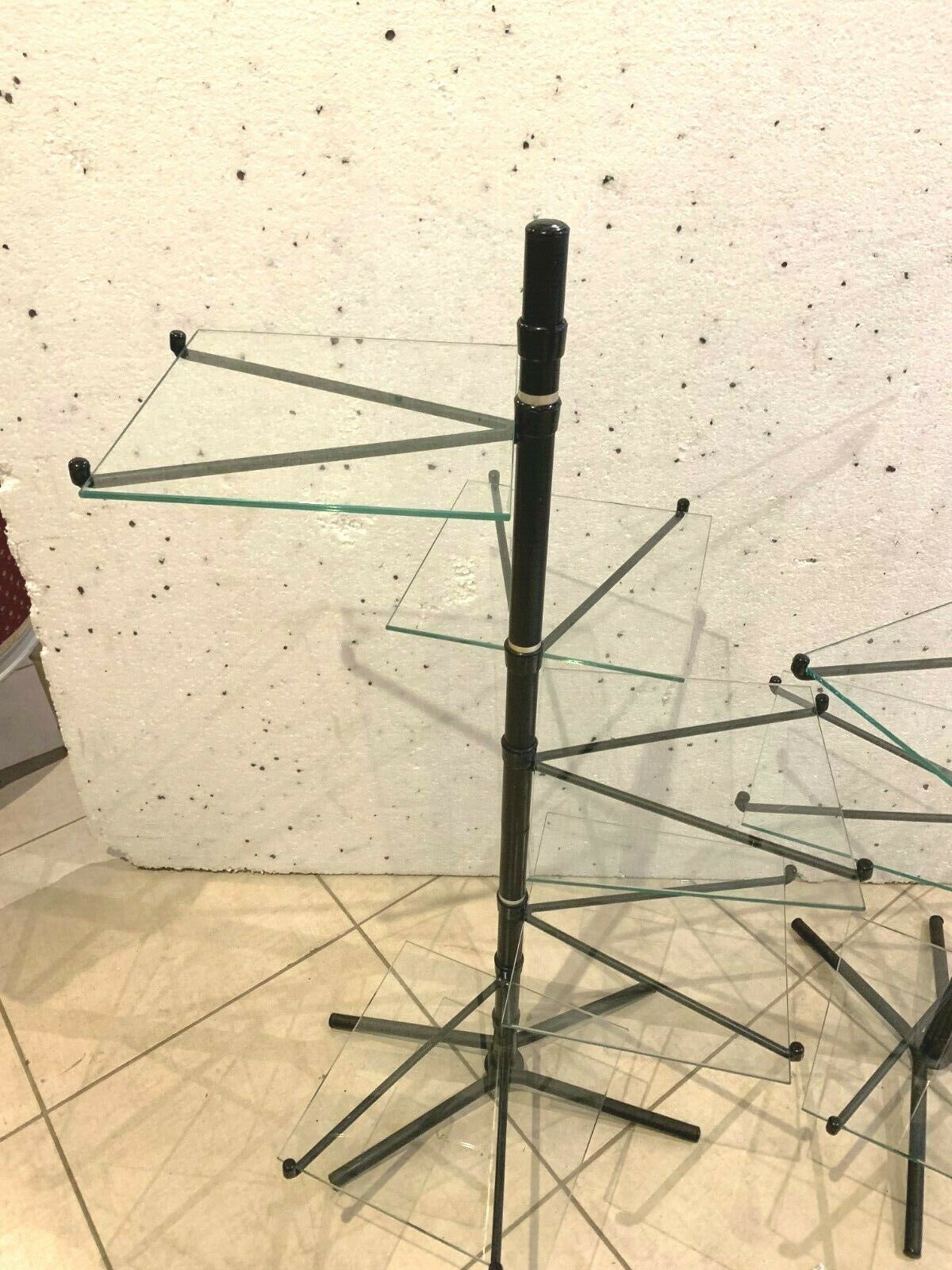 Suite Of Four Displays In Black Tube And 20th Century Glass Top photo Home Decor