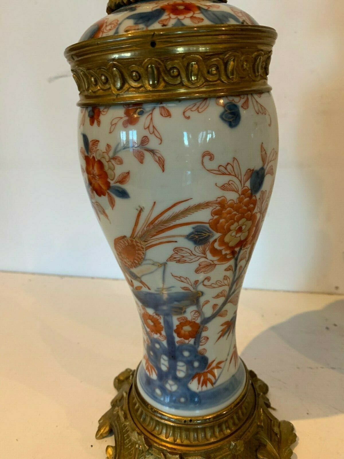 Pair Of Chinese Porcelain Lamp, 19th Century Chiseled Bronze Base photo furniture