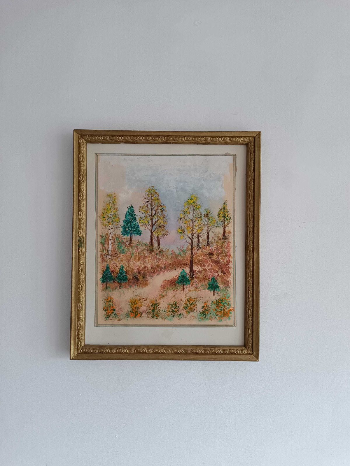 Res Antique Hungarian Forest Painting   Timeless Homestead Art Of Trees At Dusk. Canvas Shabby Talented Artist. Collectible. Atmospheric photo 88.0