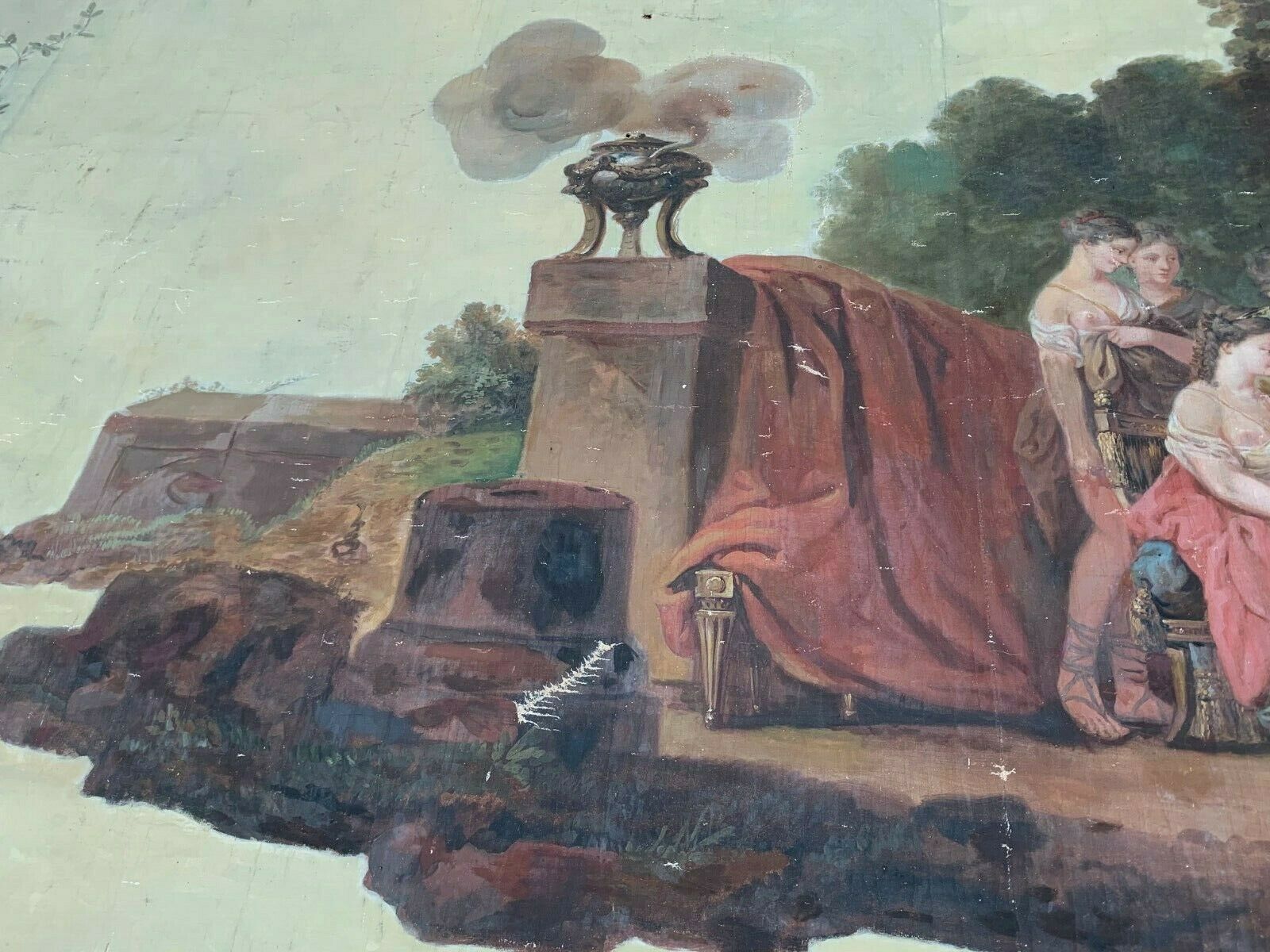 photo for sale Painting On Scene Canvas At The Antique Decorative Panel XIX Century