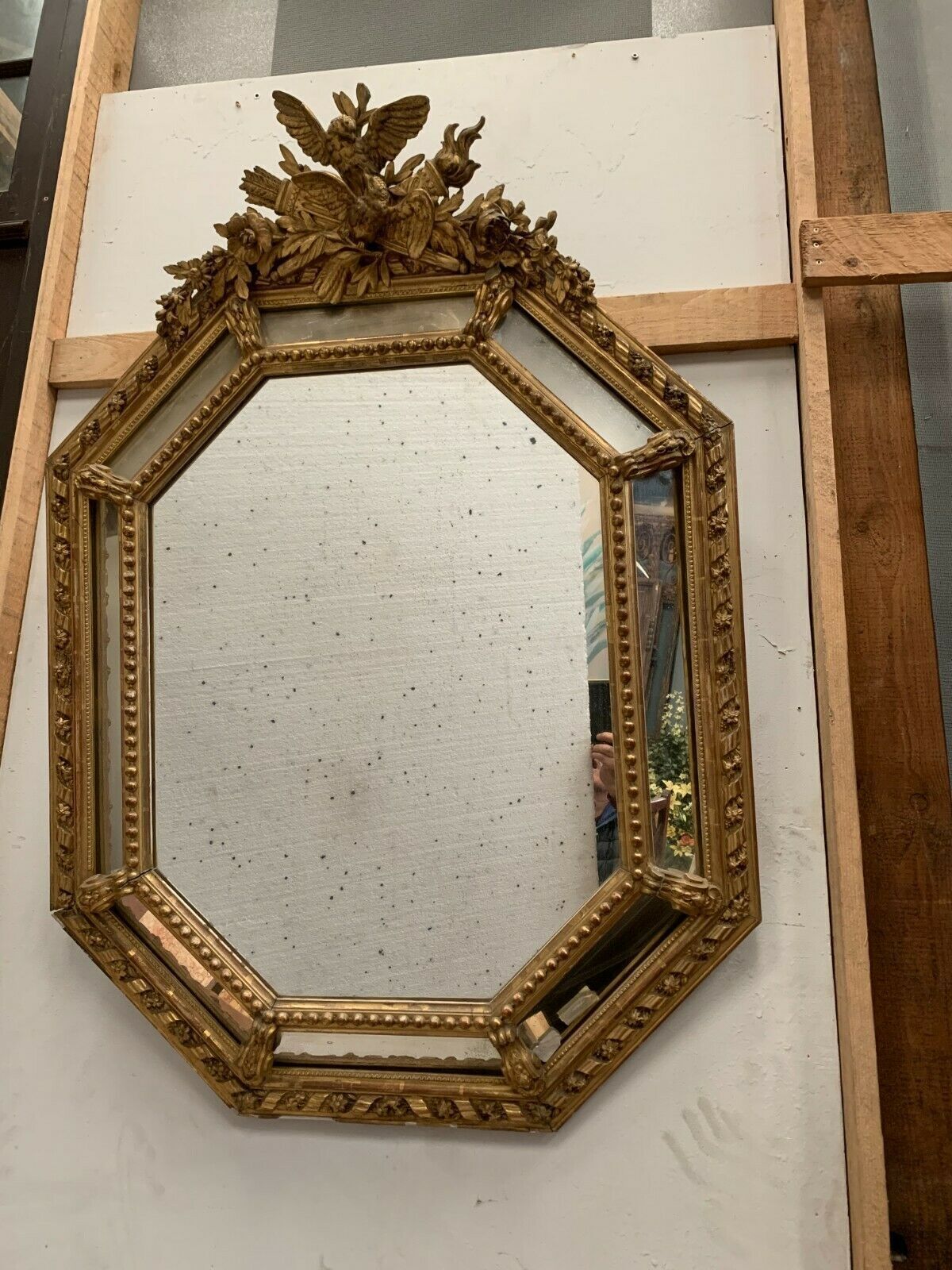 Mirror With Closed Doors In Wood And Gilded Stucco Napoleon III Mirror 19 Century