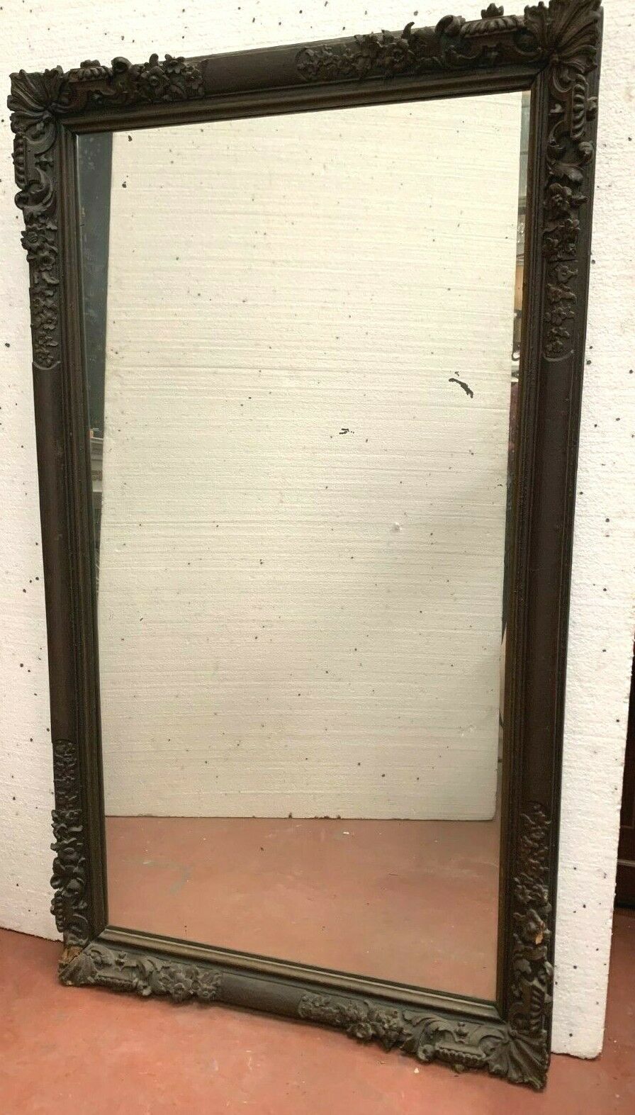Louis XV Style Mirror In Carved Oak Black Patina XIX Century photo vinterior