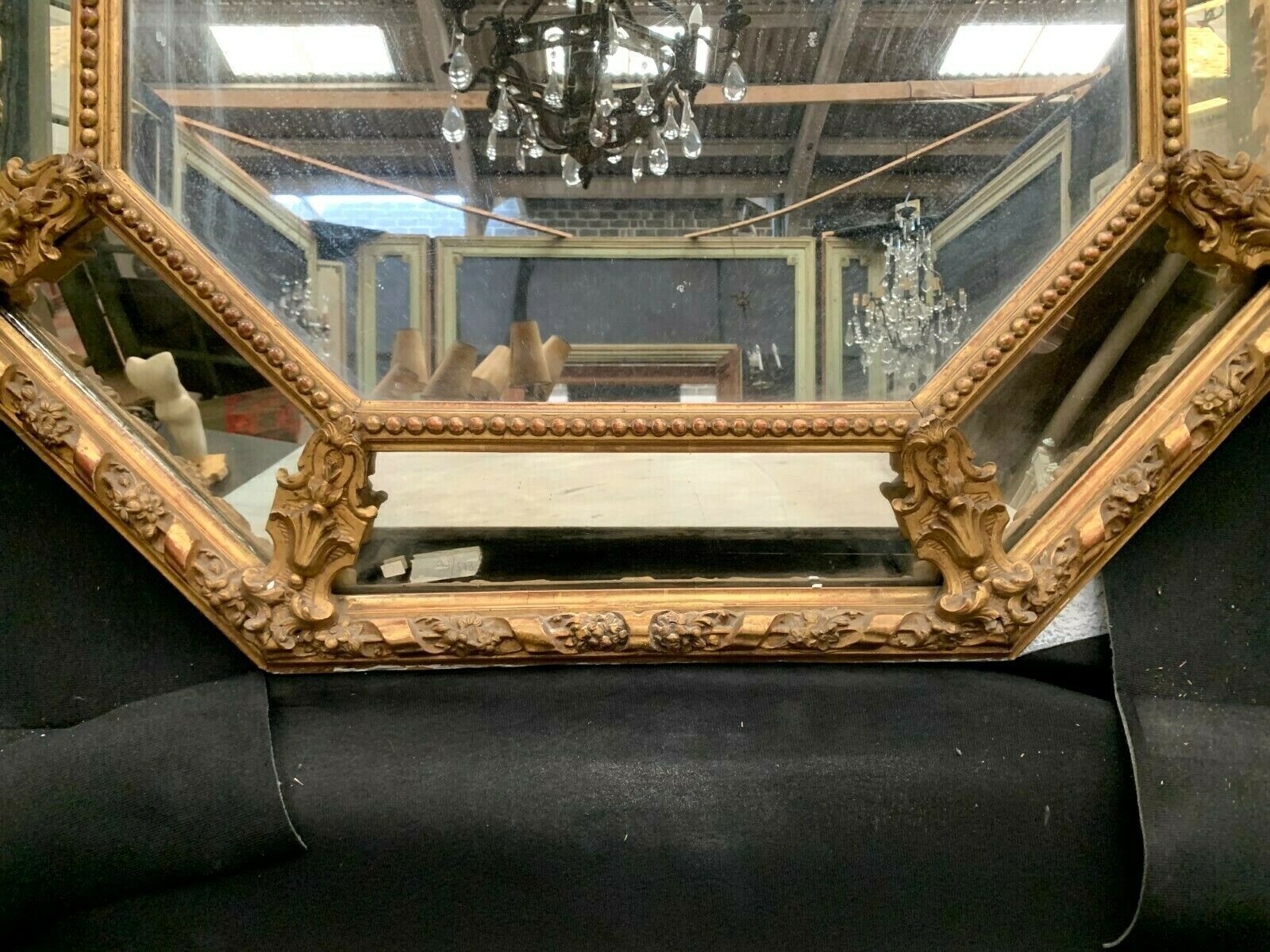 Mirror With Closed Doors In Wood And Gilded Stucco Napoleon III Mirror 19 Century photo for sale