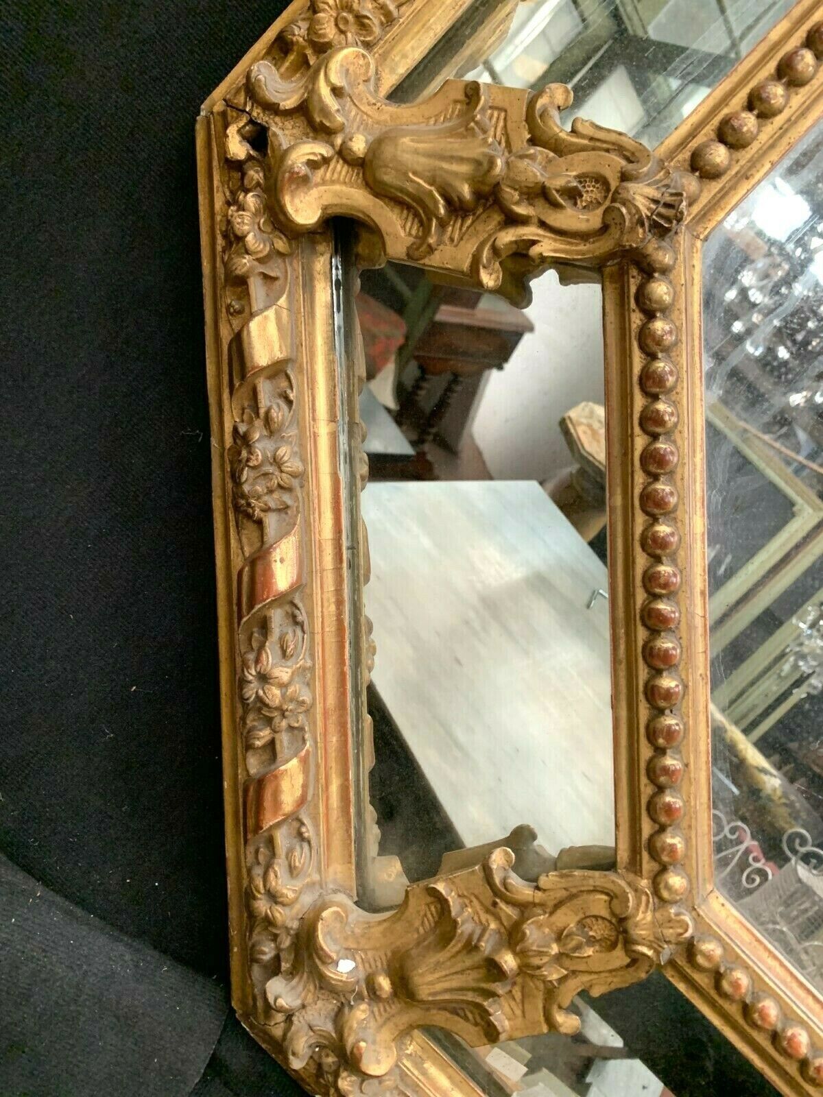 Mirror With Closed Doors In Wood And Gilded Stucco Napoleon III Mirror 19 Century photo vinterior