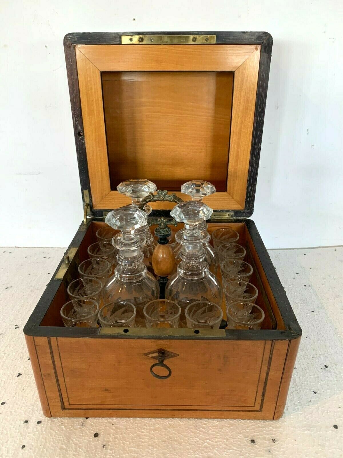 Charles X Style Liquor Cellar In 19th Century Lemon Wood Veneer