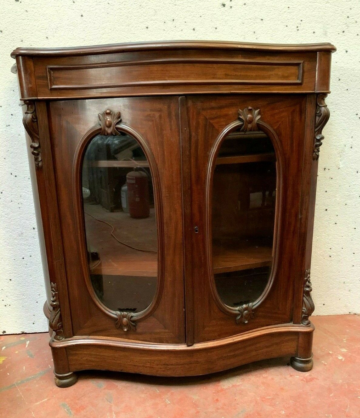 Louis Philippe Curved Showcase In 19th Century Mahogany photo furniture
