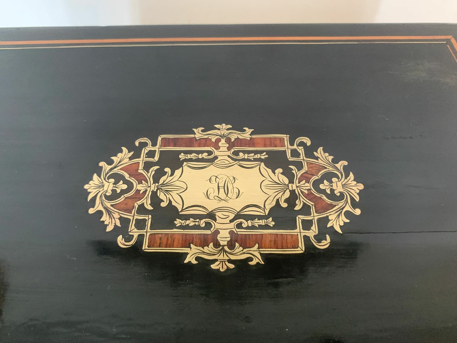 Box Tokens In Blackened Wood Box Napoleon III Boulle Marquetry Twentieth Century photo vintage