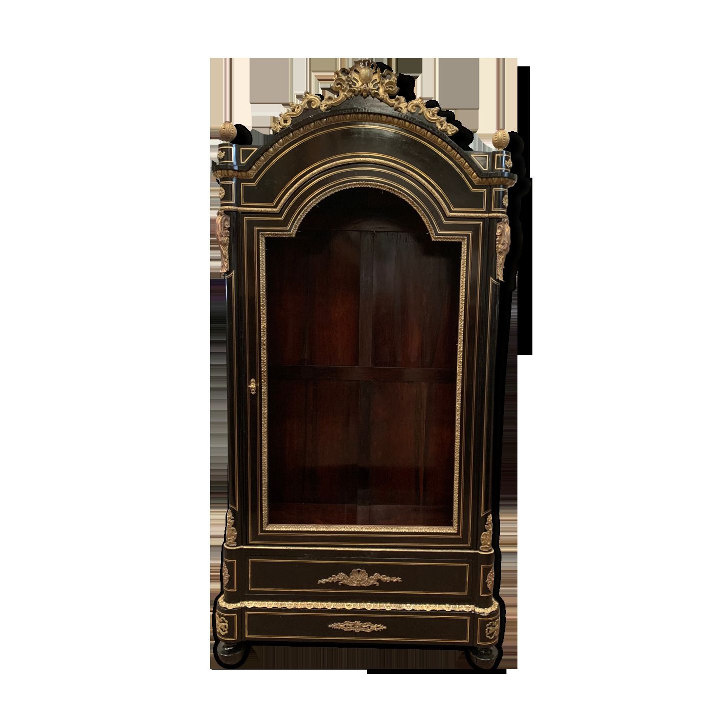 Napoleon III Ceremonial Showcase In Black Wood And Chiseled Gilt Bronze 19th Century