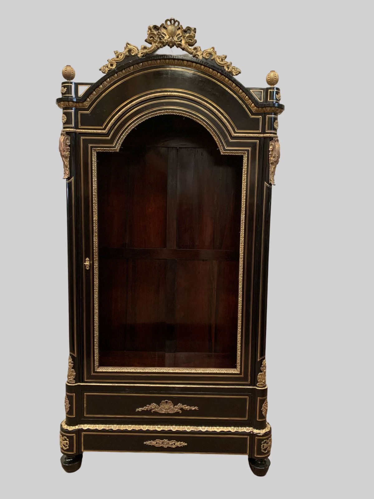 Napoleon III Ceremonial Showcase In Black Wood And Chiseled Gilt Bronze 19th Century photo vinterior