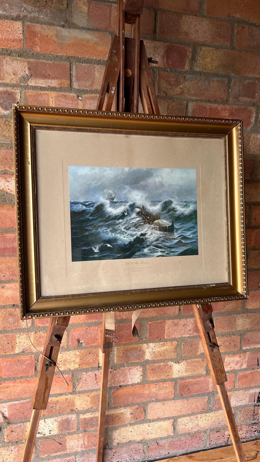 photo for sale Early 1900s Maritime Print – "Off To The Rescue" – Framed & Glazed