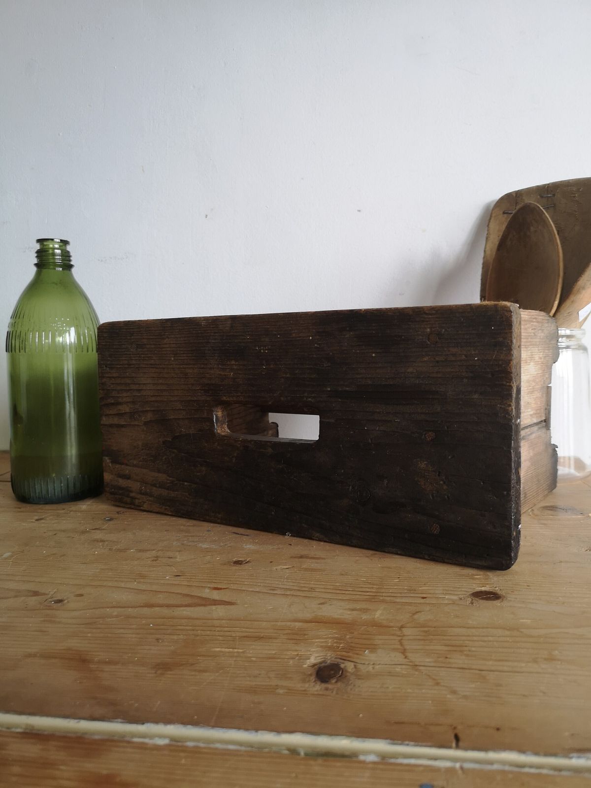 Scratch Built Antique Wooden Vintage Milking Stool Or Small Table, Rustic Farmhouse Seat Step Cute Pot Stand C1940s Natural Wood photo for sale