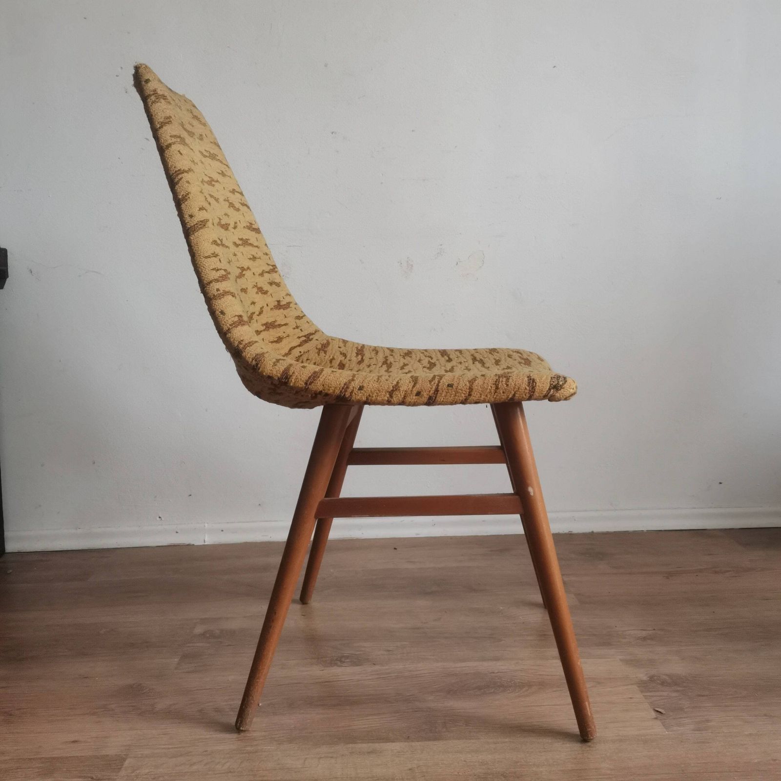 Original Erica Chair Hungarian Mid Century Modern Dining Chair By Judit Burián Vintage Iconic Seating Retro Linen Fabric Yellow Beech Legs photo 145.0