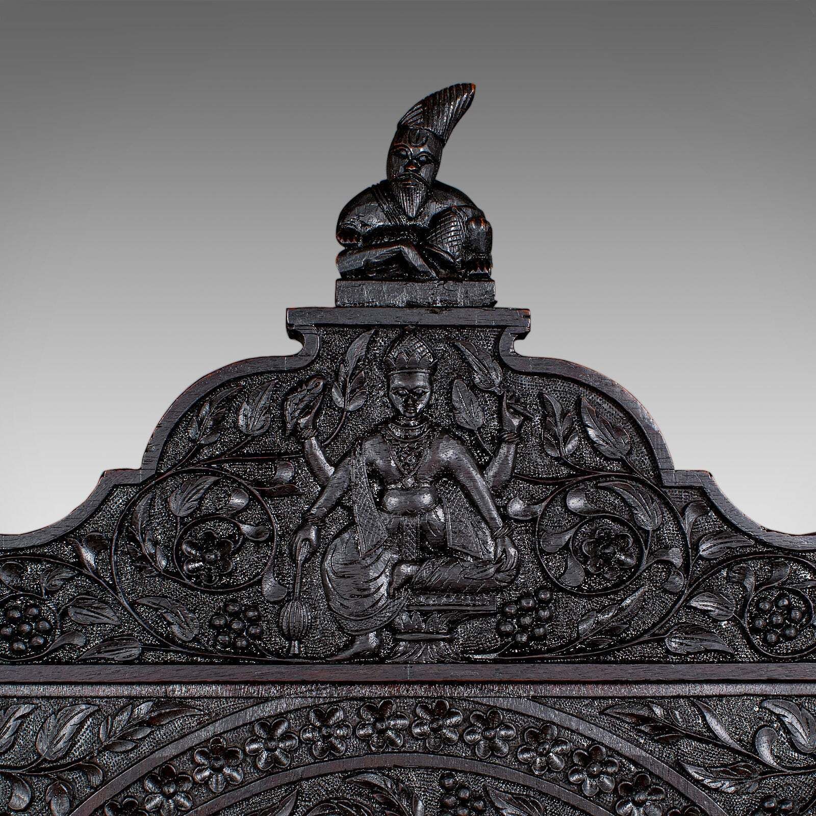 Antique Carved Veranda Chair, Ceylonese, Teak, Ornate Seat, Victorian, C.1880 photo buy