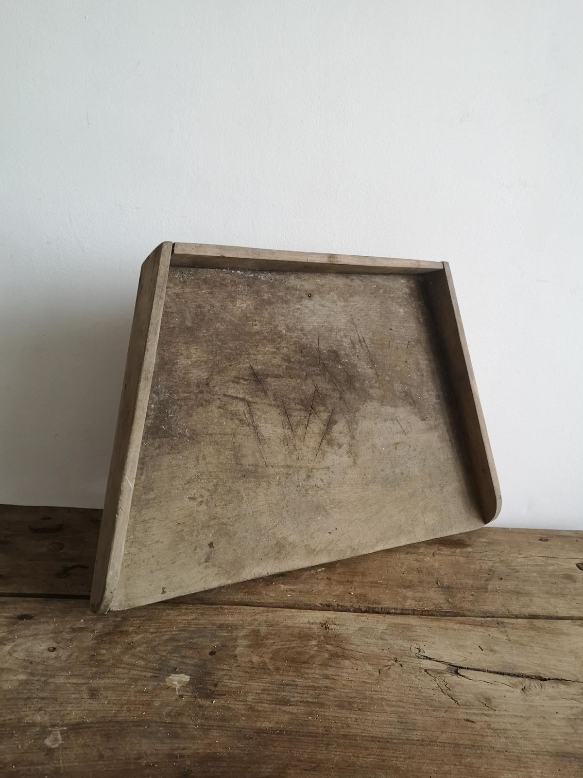 Tobacco Herb Chopping Board Solid Wooden Enclosed Block Beautiful Rare Rustic Piece. Hand Crafted French Vintage Home Made Primitive 1920s