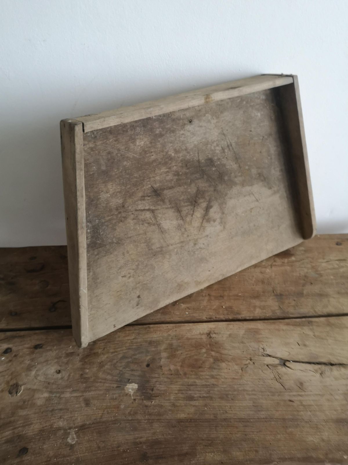Tobacco Herb Chopping Board Solid Wooden Enclosed Block Beautiful Rare Rustic Piece. Hand Crafted French Vintage Home Made Primitive 1920s photo furniture