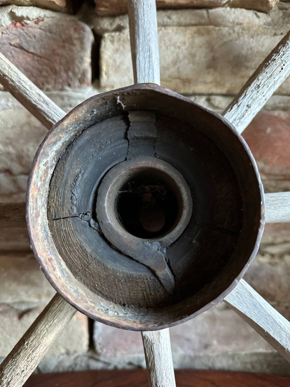 Cart Wheel Antique Old 1930s Rustic Home Decor Round Wall Hanging Gift Idea Old Wood Wall Art Primitive Wooden Wagon photo for sale