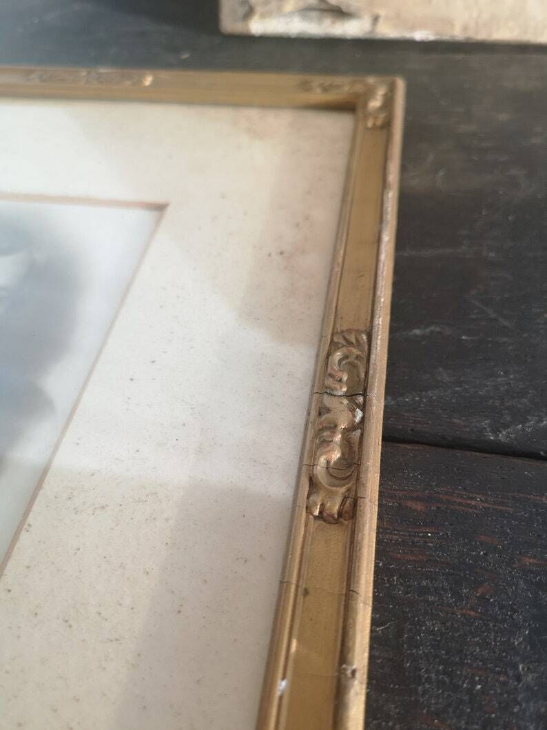 Decorative Antique Frames Set Of 2 Chipped Gold Rocco Gilt Nostalgic Decor Rustic Picture Old Photo Wooden Vintage Display Gallery Wall photo 147.0