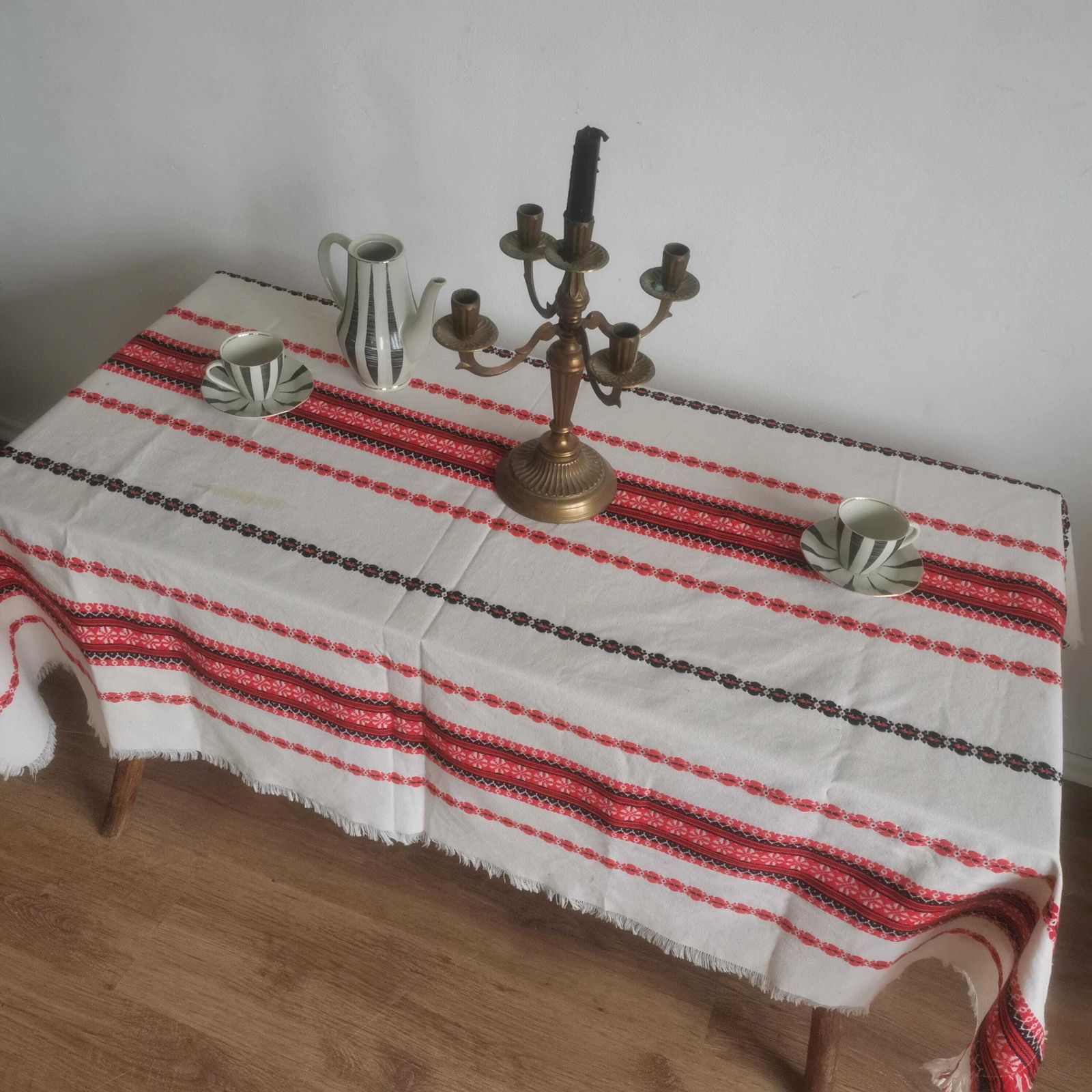 Woulda Love To Plough In Sárköz   Huge Hand Woven Folk Art Flax Tablecloth From Southwest Hungary