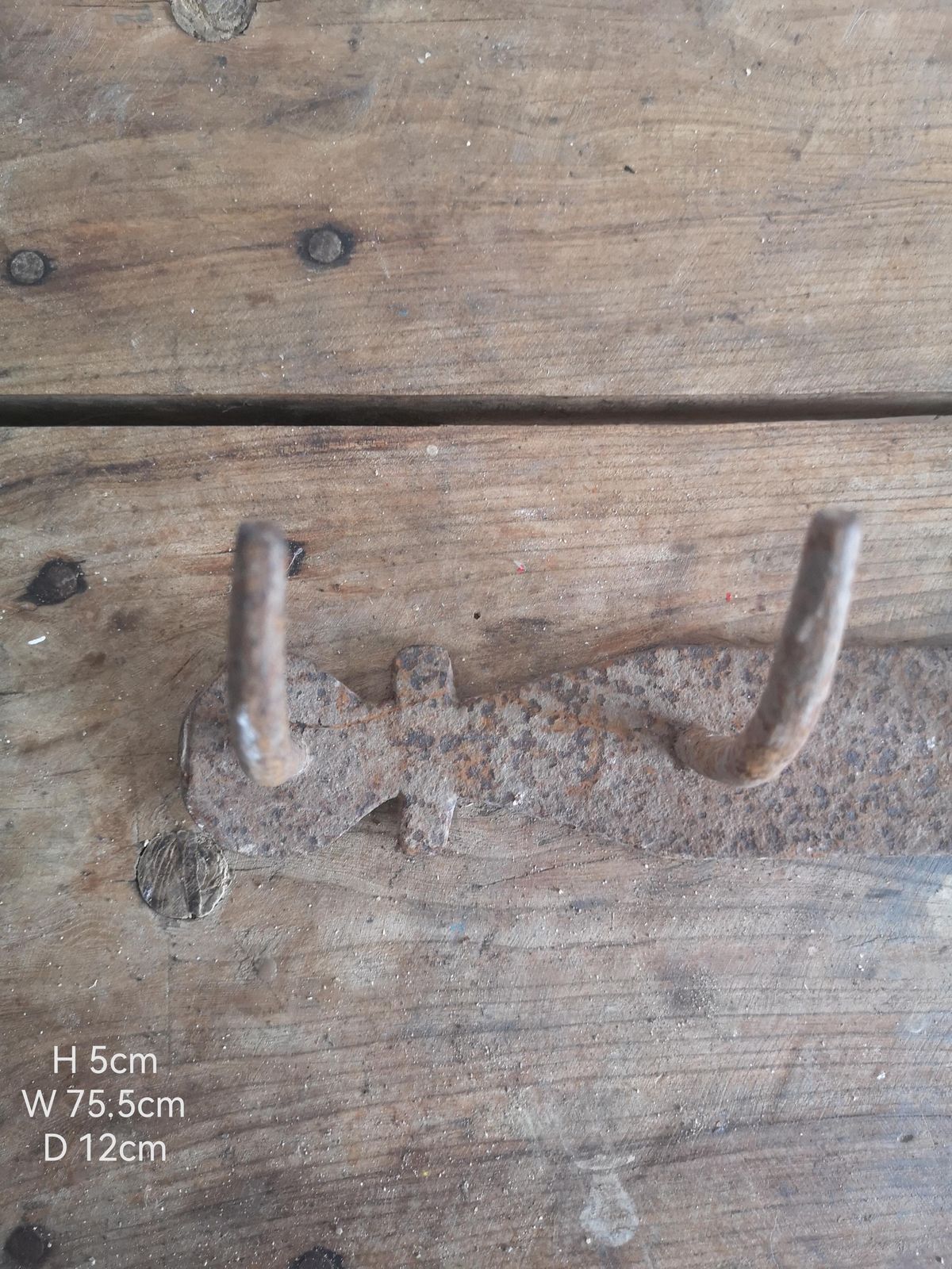 Old Strong Coat Hook Rustic And Metal High Patina Farm Barn Unique Hand Made Imperfect Shape, Wabi Sabi, Hats, Scarfs Hallway Decor photo 85.0