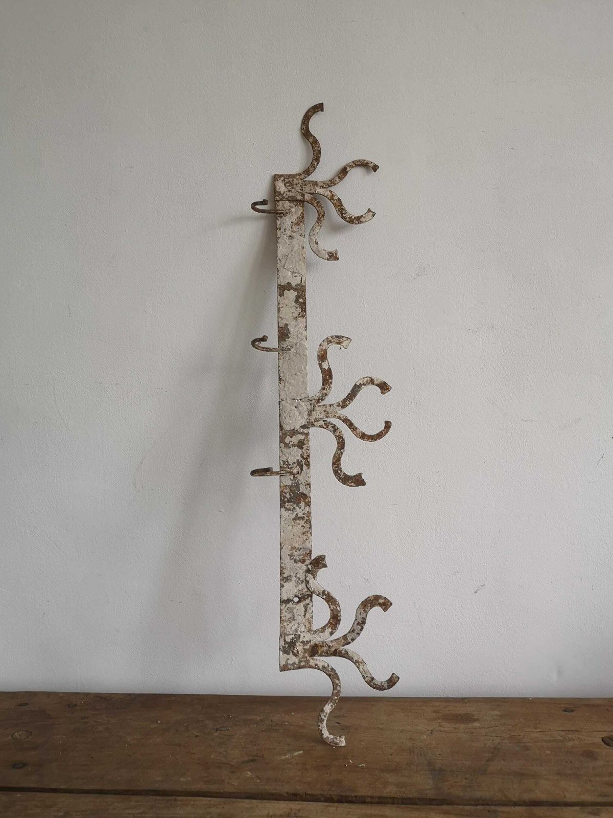 Old Strong Coat Hook Rustic And Metal High Patina Farm Barn Unique Hand Made Imperfect Shape, Wabi Sabi, Hats, Scarfs Hallwa photo Furniture