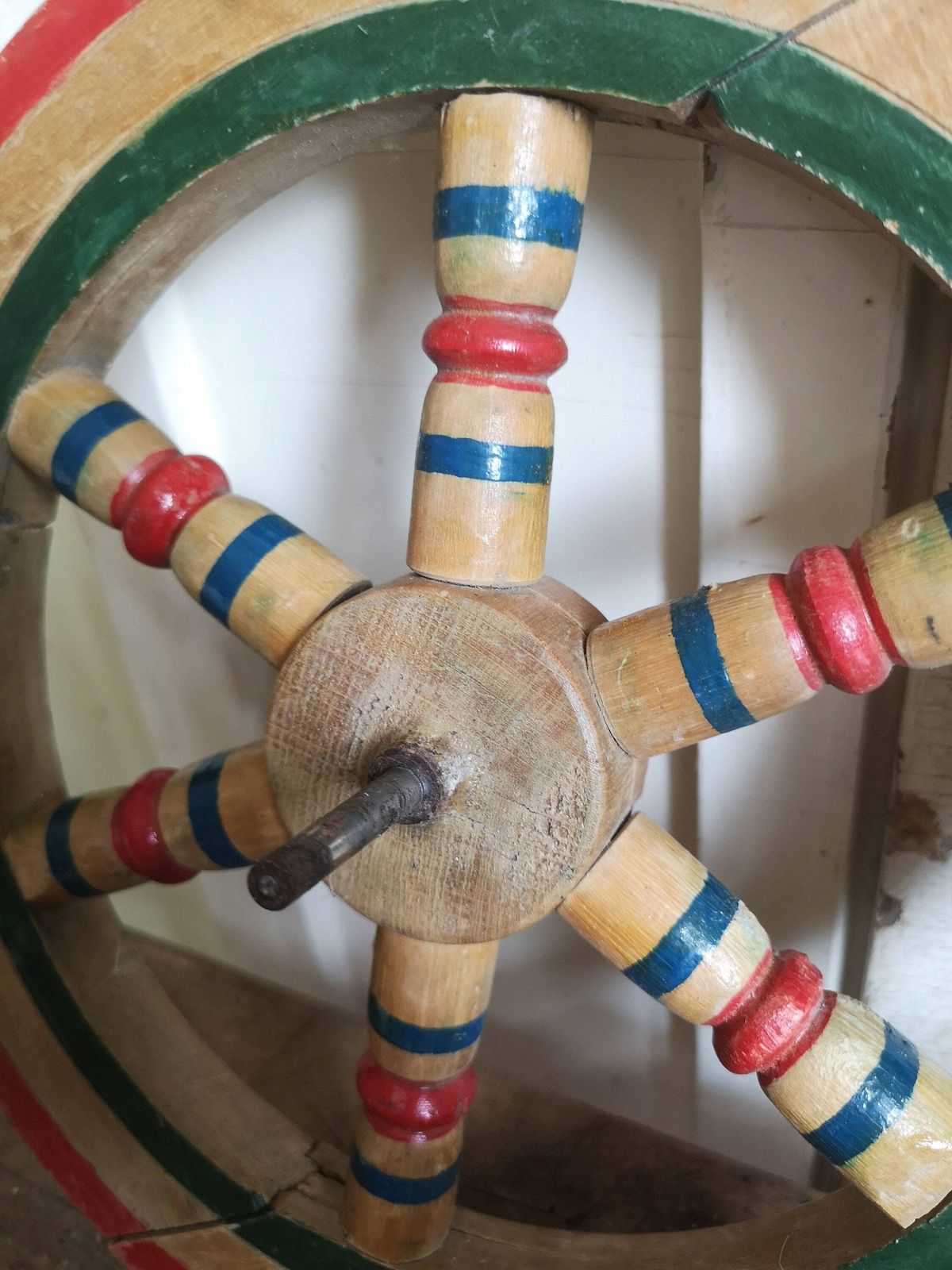 Spinning Wheel Antique Old 1930s Rustic Home Decor Round Wall Hanging Gift Idea Old Wood Wall Art Primitive Wooden Spinning Wheel photo for sale