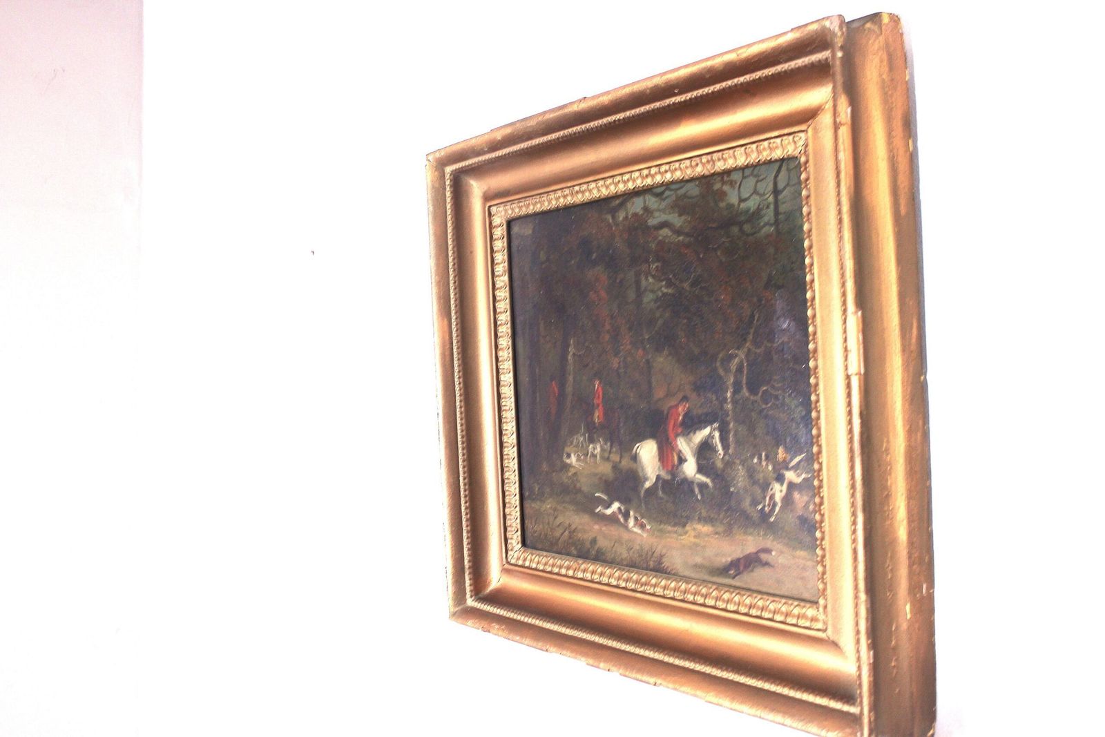 Art Early 19th Century English School Fox Hunting Scene Oil Painting photo