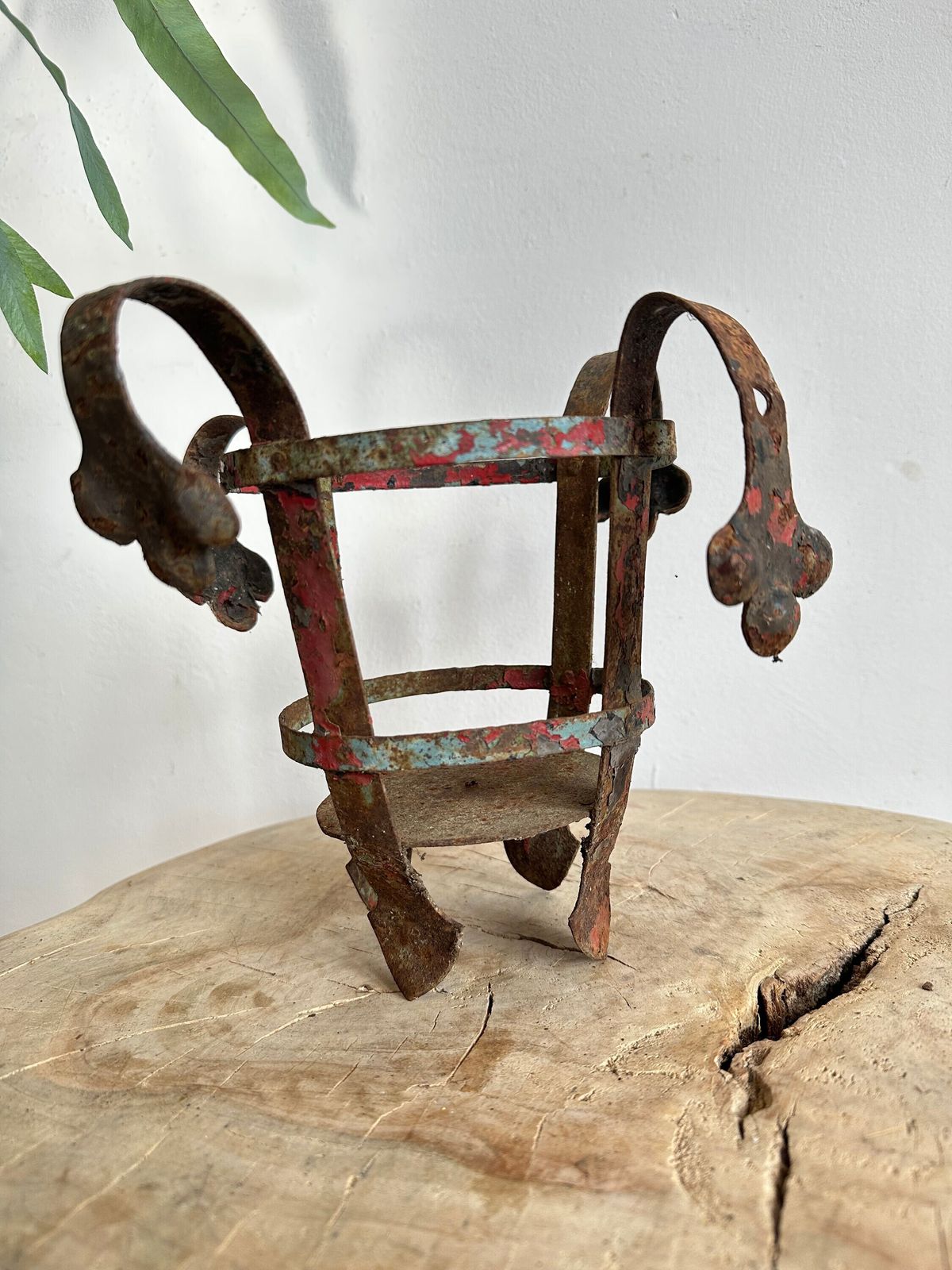 Hand Made Wagon Candle Lamp Holder, Over 100 Years Old Decorative Cart Light Holder. Collectible Rustic Decor