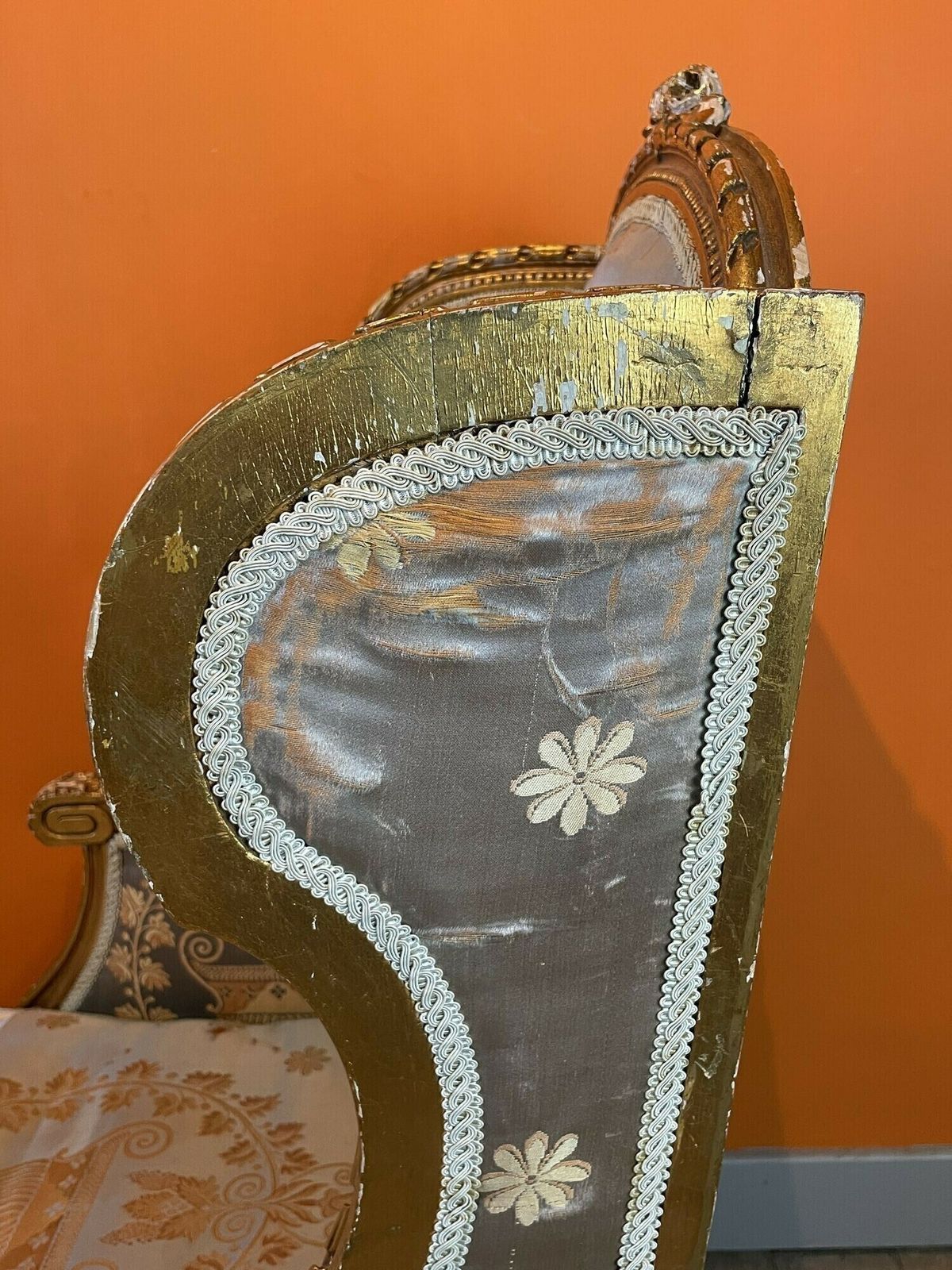 19th Century French Giltwood Wingback Armchair photo for sale