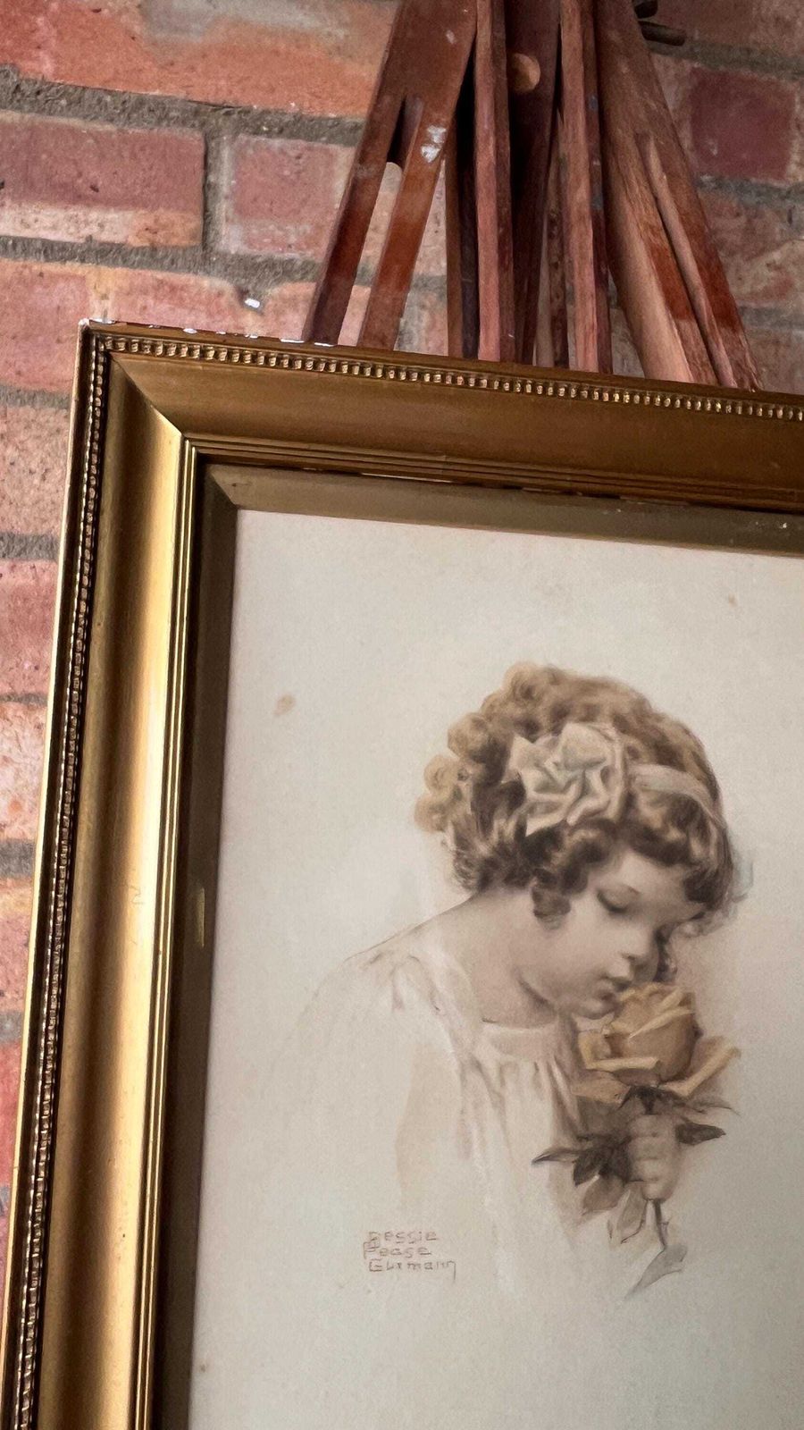 Early 1900s Lithograph – Bessie Pease Gutmann – Framed & Glazed photo vintage