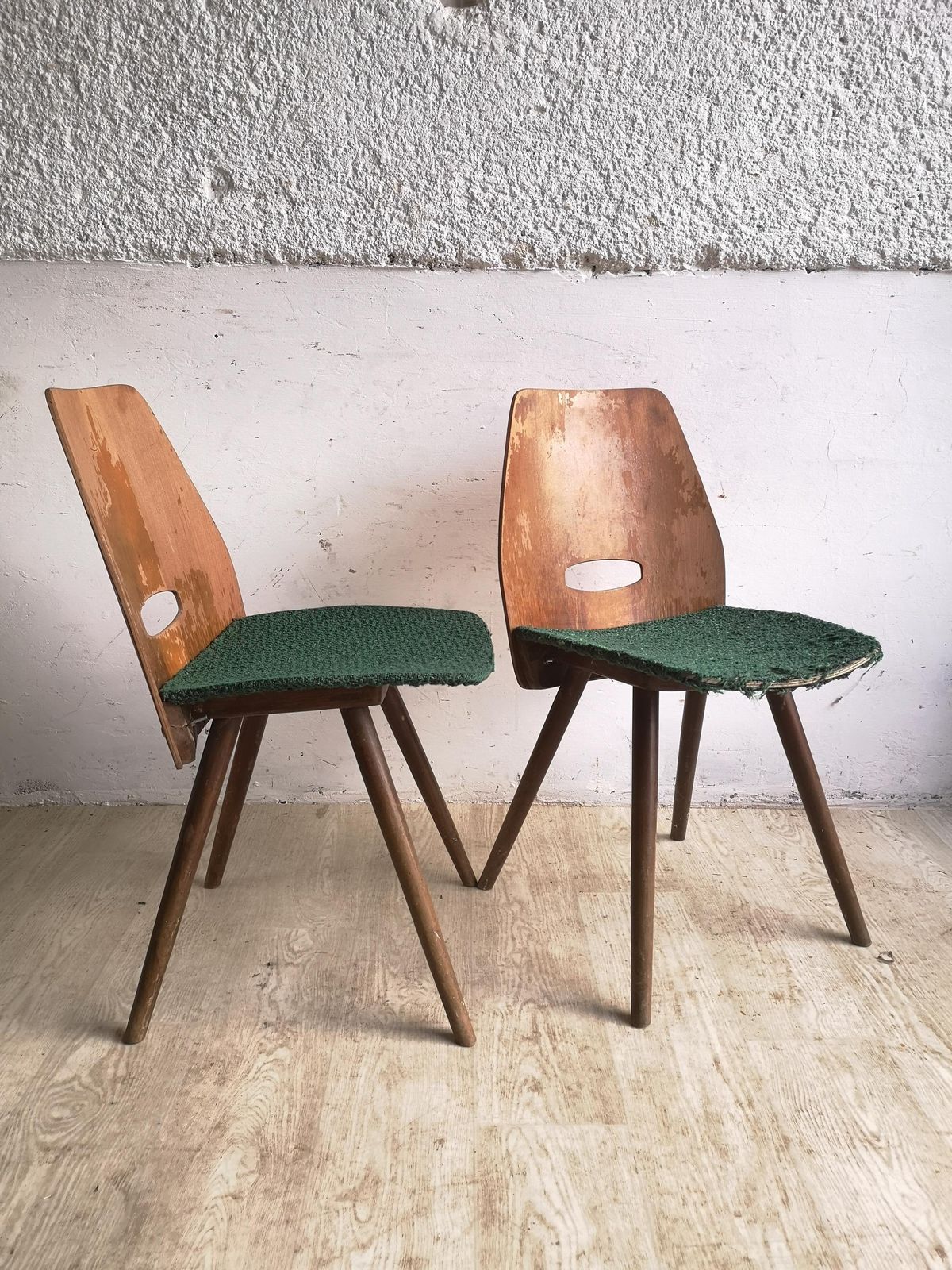 Chairs Vintage Czechoslovakia Dining Tatra Nabytok 1960 'S Mid Century Rare Unique Seating Solid Oak Barcelona Legs Blue Velvet photo for sale